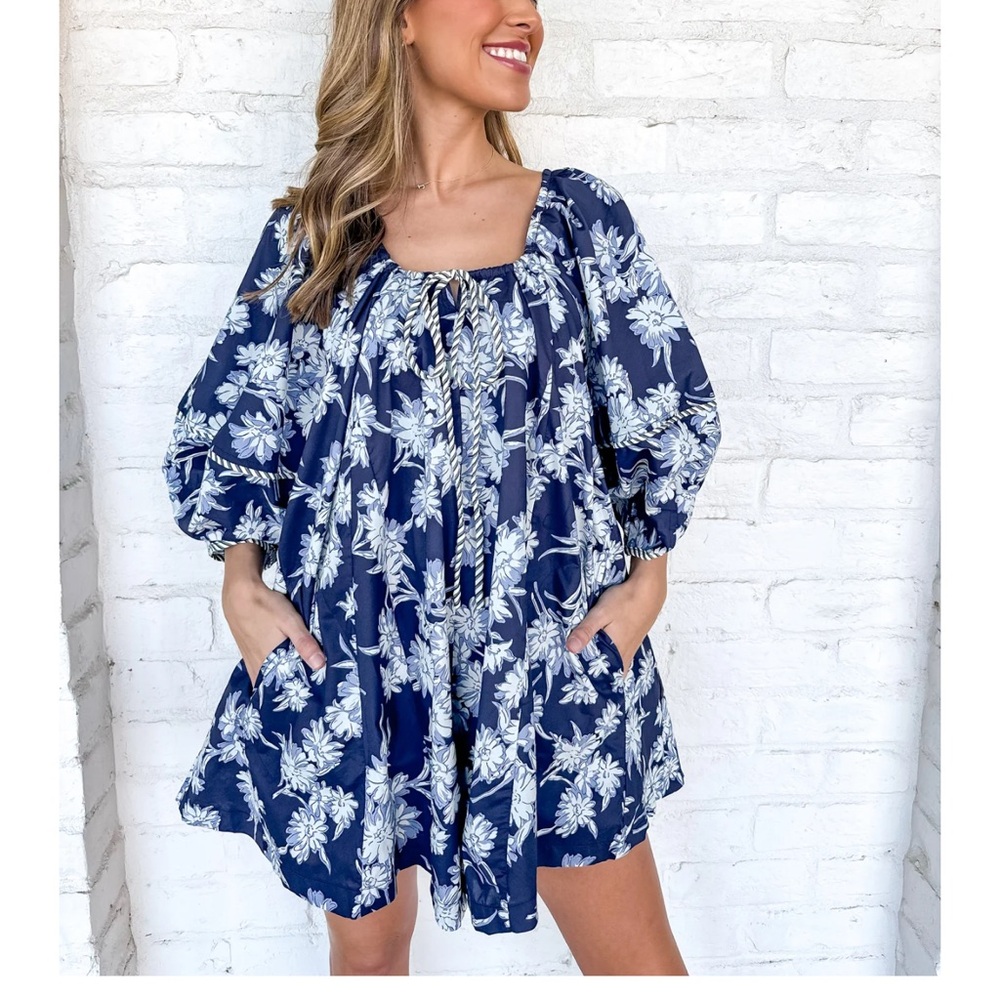 Entro Blue Floral Jumpsuit